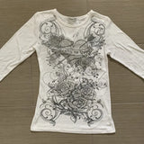 Fairycore Top White Cartoon Y2k Aesthetic T Shirt Long Sleeve O Neck Pullovers Wome Autumn Harajuku Tee Casual