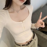 New Style Of European Blouse Is Covered With Autumn And Winter Girls' Pure Desire, Hot Girls, Short Style, Slim, Slim And Thin Bottomed Shirt.-Outfit
