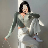 Spring V Neck Button Long Sleeve Sweaters Women Korean Style Thin Single Breasted Cardigans Lady Cropped