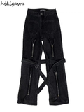 Korean Y2k Pants Women Fashion Streetwear Jeans High Waist Casual Zipper Denim Pantalon Femme Straight Vintage Trousers-Outfit