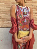 Summer New Temperament Elegant Printed Dress Collar Vest Two-Piece Set