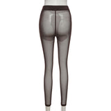 Sisterlinda Sexy Mesh See Through Skinny Summer Pants Women High Waist Fitness Striped Leggings Body-Shaping Pantalones De