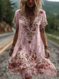 Flower Striped Vest Dress Dress Vacation