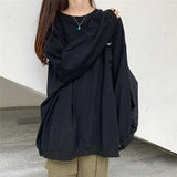 Autumn Oversized T-shirts Round Neck Long Sleeve Korean Style Women Colthing Loose Casual Basic Long Solid Fashion
