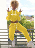 Fashion Letter Print Contrast Piping Long Sleeve Hoodies And Pant