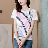 printing Women's bottoming shirts New summer Basic Tees silk T shirts Casual Tshirt Ladies short Sleeve Tee