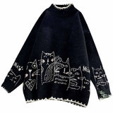 Women Sweaters Winter Thick Cartoon Knitted Jacquard Pullovers Female O Neck Long Sleve Preppy Style Sueter