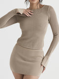 Women Casual Ruched Long Sleeve T-Shirts Spring Fall Solid Slim Fit Pullovers Female Streetwear Female Base Tees Tops-Outfit