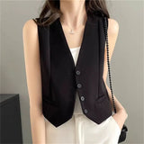 Toloer Vest Women's Vest Outside The New 2024 Autumn White Slim Sleeveless Short Vest Jacket Clip-Outfit