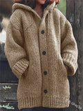 Mid-length Sweater New Cardigan Hooded Jacket Coats Women Winter Sweater Clothes