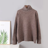 turtle Neck Solid Cashmere Sweater Women Elegant Soft Warm Female Knitted Pullovers Basic Loose female