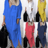 Shirt Dress Women Summer Elegant Lapel Split Loose Dresses Spring Oversized Work Office Vestidos Female