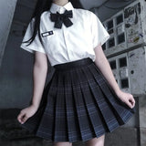 Preppy Black Plaid Pleated Skirt Women Japanese Fashion School Girl Uniform Kawaii Gothic High Waist Mini Skirt Cute