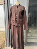 2025 New Women's Button Pocket Solid Color Half-Dress Skirt Fashion Suit
