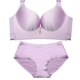 Plus Size Bra Set Wire Free Unlined Bra and Briefs Set 40 42 44 46 48 Large Cup Lingerie Set Underwear