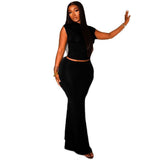 Summer New Solid Women's Wear Collar Umbilical Collar High-Waisted Hip Skirt
