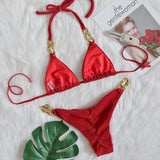 Toloer New Bikini, Gold Diamond Chain Split Swimsuit, Sexy Special Fabric Women's