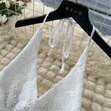 Holiday Set Women In Summer Pure Want To Close Waist Hanging Neck Lace Splicing Sling Vest Fairy Chiffon Half-Body