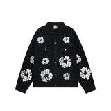 High Street Tide Card Letter Printed Loose Jeans Jacket Men's And Women's Same High Street Suit-Outfit