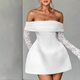 Summer New Women's Shoulder-To-Shoulder Bras Long Sleeve Sexy Lace A-Word
