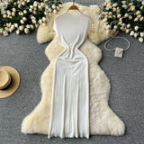 Temperament Dress Woman 2025 New High-End Sense Collar Short Sleeves To Retwept Body Knitted