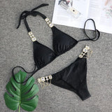 Toloer 2023 New Sport Bikini Sexy Crystal Diamond Bandage Red Split Female