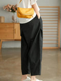 Summer Women's Capri Pants Oversize High Waist Calf-Length Loose Trousers Casual Cotton Harem Pants for Women