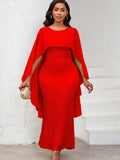 Women's Spring New Fashion Chiffon Cloak Cane Cown Banquet Party Dress
