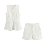 And Summer New High-Rise Thin Sicilian Vest Wearing Loose Shorts Two