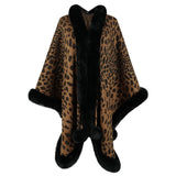 Women Coats & Jackets for Winter Leopard Color Faux Fur Collar Thick Warm Knitted Capes & Ponchos Autumn Outwear