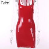 Women Sexy For Club For Party Bodycon Streetwear Pu Leather Black Mini Dress 2023 Summer Autumn Items Wholesale For