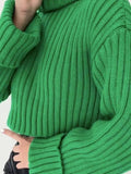 Women Turtleneck Short Knitted Sweater Female Fashion Long Sleeve Solid Basic Pullover 2022 Autumn Thick Warm Jumper
