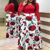 Summer Digital Temperament Commute Multicolor Printing Round Neck Long Sleeve Short