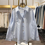 Casual Cotton Shirt 2025 Spring And Summer New French Design Solid-Colored Shirt Chic Single-Dbutton Top
