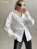 Fashion Woman Blouses 2022 Autumn Casual Slim Lapel Long Sleeve White Shirt Elegant Ruched Office Blusas Female