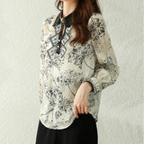 elegant floral printing ladies shirts Women's chiffon Blouses 2022 Spring Summer Long Sleeve Shirts Tops Blusas