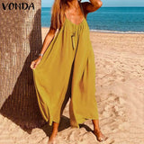 Rompers Women Jumpsuits 2021 Summer Sleeveless Playsuits Casual Ankle-Length Wide Leg Pants Vintage