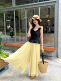 Xixi 2025 Summer Temperament With High Waist Chiffon Leisure Loose Broad Leg Trousers Skirts