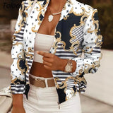 Women Jackets Short Coats Vintage Print Long Sleeve Zipper Slim Thin Jacket 2021 Fashion Casual Outerwear Female