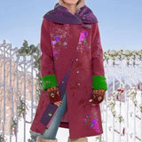 and winter new women's mid-length print blouse and long-sleeved woolen