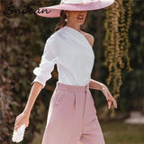 White Long Sleeve One Off Shoulder Sexy Shirts Spring Fashion Ladies Blouse Za Women 2021 Chic Tops Chemisier Femme