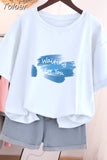 100% Cotton L-6XL T Shirt Letter Print Tshirt Short Sleeve Women's Top Summer Casual Couple O Neck Oversized T