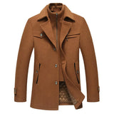 Men Winter Wool Coat Men's Fashion Brand Comfortable Warm Thick Wool Blends Woolen Pea Coat Male Trench Coat