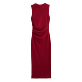 New Wrinkle Decorative Thread Slim Dress 1044158-Outfit