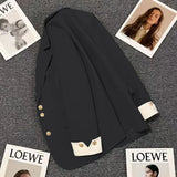 Toloer Suit Jacket Female 2024 Spring New Korean Version Of Fashion Suit Blue Fried Street Foreign Style Design Jacket-Outfit