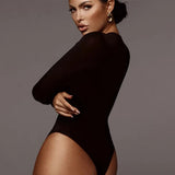 Stretchy Bodysuit Women 2020 New O-Neck Sexy Body Autumn Winter Woman Clothing Outfits Long Sleeve Body Suits For