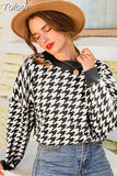 Women Sweater Winter Korean Clothes Khaki Knitted Women Casual Houndstooth Pullover Female Autumn Retro Jumper Long Sleeve