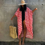 2023 Autumn Beach Kimono Swimwear Women Print Bikini Cover Ups Swimsuit Fashion Loose Plus Size Beachwear Hooded