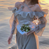 Dress Beach Style Casual Sundress Women Korean Clothing Elegant Midi Dress Even Party Office Lady 2022 Summer