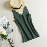 Hook Flower Lace Tank solid Stitching V-neck Camis Female Knitted Short Slim Sleeveless Shirt Tank Casual